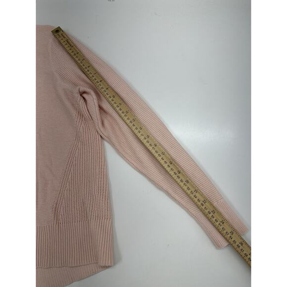 Banana Republic Womens Sweater Size XL Pink Long Sleeve Knit Zip Up Open Back - Picture 9 of 11